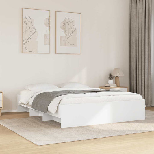 Bed Frame without Mattress White 150x200 cm King Size Engineered Wood