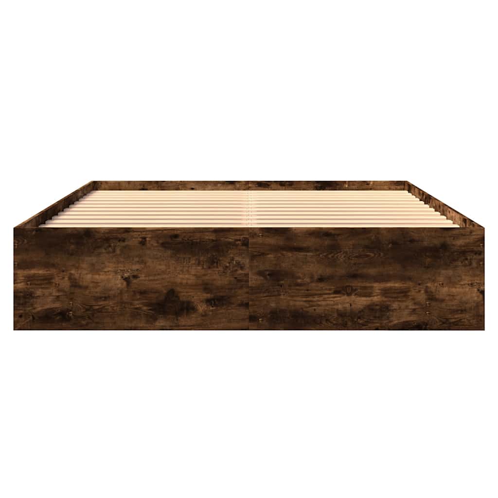 Bed Frame without Mattress Smoked Oak 150x200 cm King Size Engineered Wood