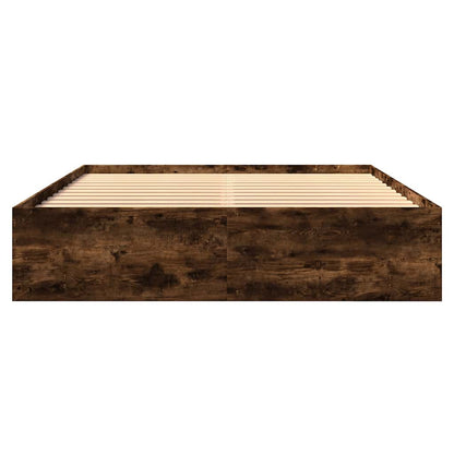 Bed Frame without Mattress Smoked Oak 150x200 cm King Size Engineered Wood