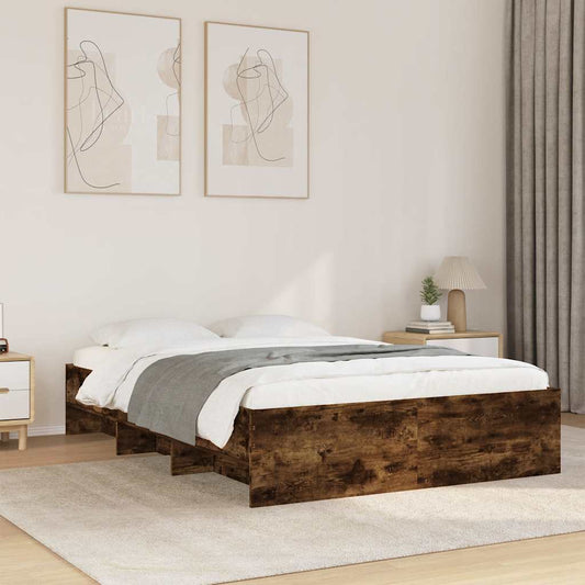 Bed Frame without Mattress Smoked Oak 140x200 cm Engineered Wood