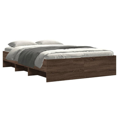 Bed Frame without Mattress Brown Oak 140x200 cm Engineered Wood