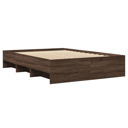 Bed Frame without Mattress Brown Oak 140x200 cm Engineered Wood