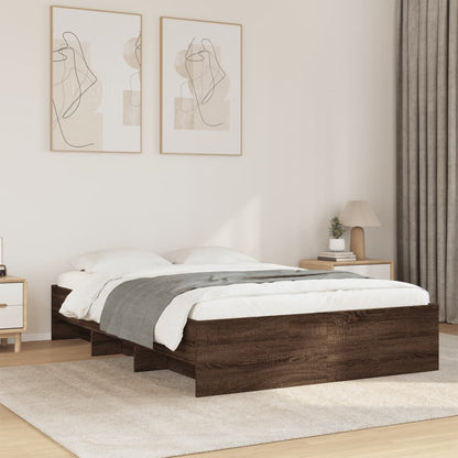 Bed Frame without Mattress Brown Oak 140x200 cm Engineered Wood