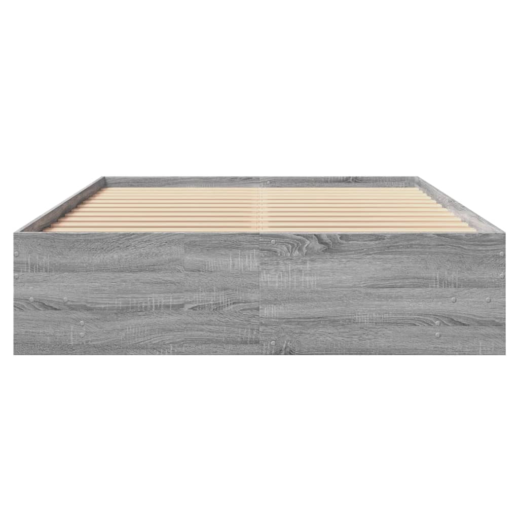 Bed Frame | Grey Sonoma | Engineered wood with plywood slats | Double