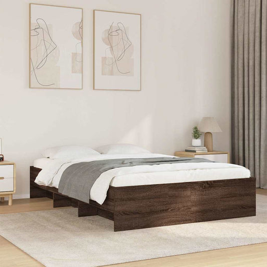 Bed Frame without Mattress Brown Oak 120x200 cm Engineered Wood