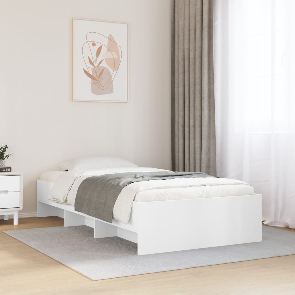 Bed Frame | White | Engineered Wood, Plywood | 90 x 200 cm | Bed Frame