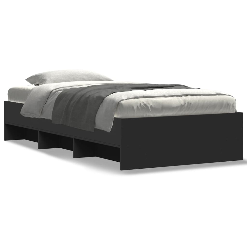 Bed Frame | Black | Engineered wood | Single | Bed Frame | Rectangular