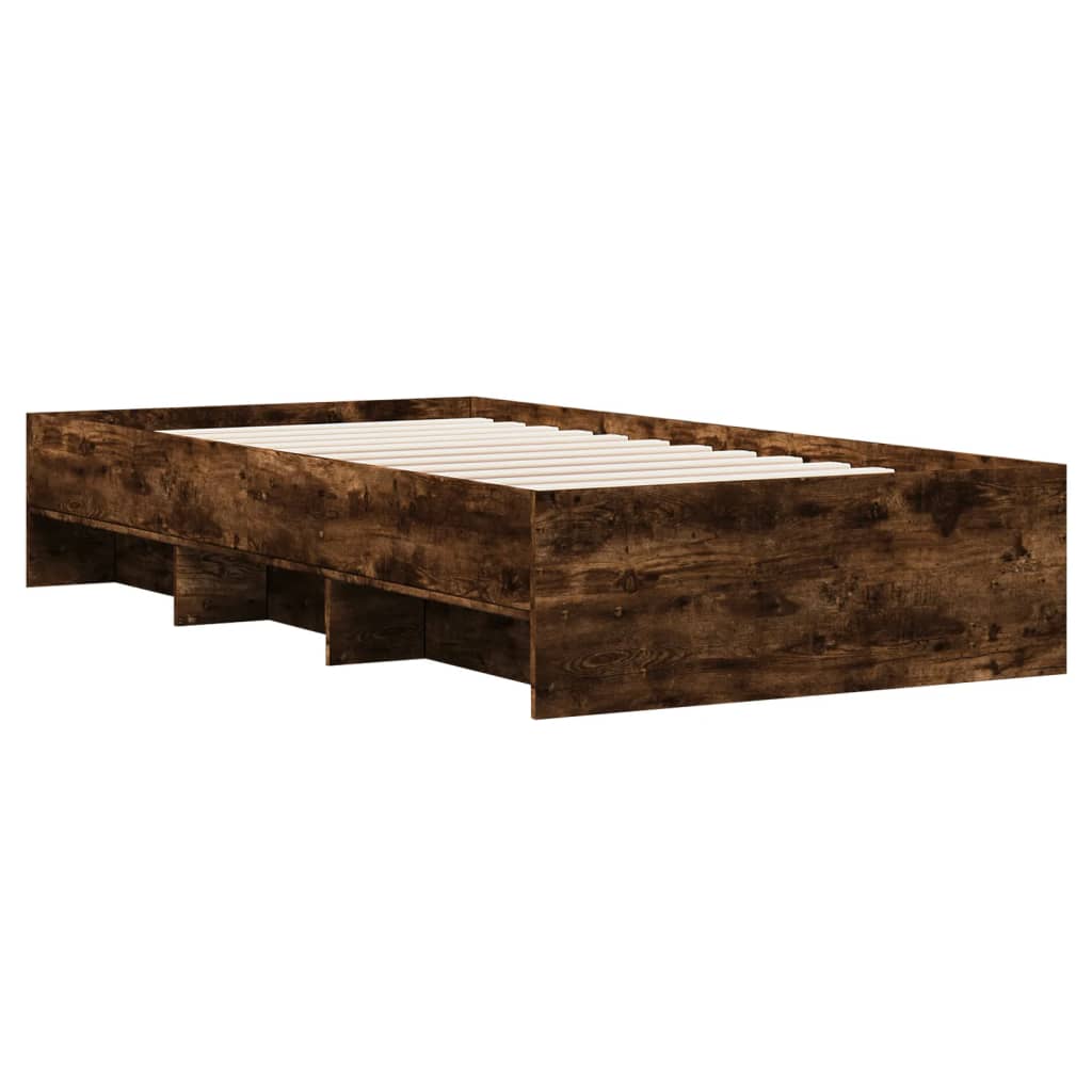Bed Frame | Smoked Oak | Engineered Wood, Plywood | 90x200 cm | Bed Frame