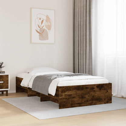 Bed Frame | Smoked Oak | Engineered Wood, Plywood | 90x200 cm | Bed Frame