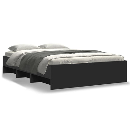 Bed Frame | Black | Engineered Wood | 140x190 cm | Bed Frame