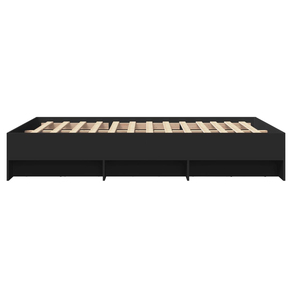 Bed Frame | Black | Engineered Wood | 140x190 cm | Bed Frame