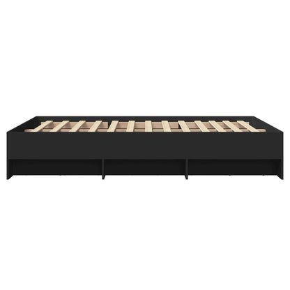 Bed Frame | Black | Engineered Wood | 140x190 cm | Bed Frame