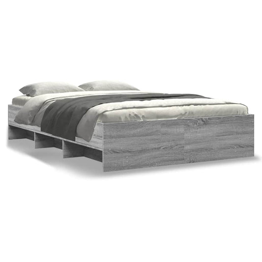 Bed Frame without Mattress Grey Sonoma 140x190 cm Engineered Wood