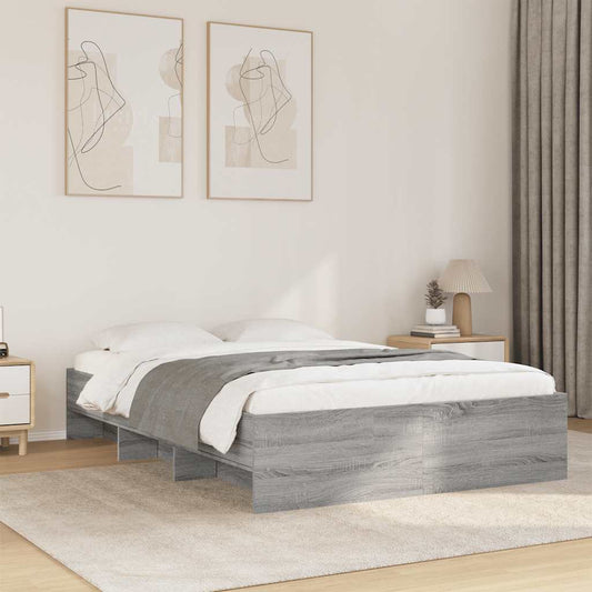 Bed Frame without Mattress Grey Sonoma 140x190 cm Engineered Wood