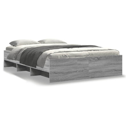 Bed Frame without Mattress Grey Sonoma 135x190 cm Double Engineered Wood