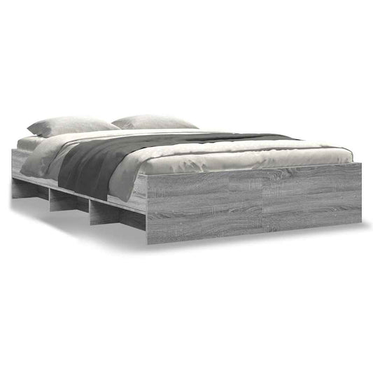 Bed Frame without Mattress Grey Sonoma 120x190 cm Small Double Engineered Wood