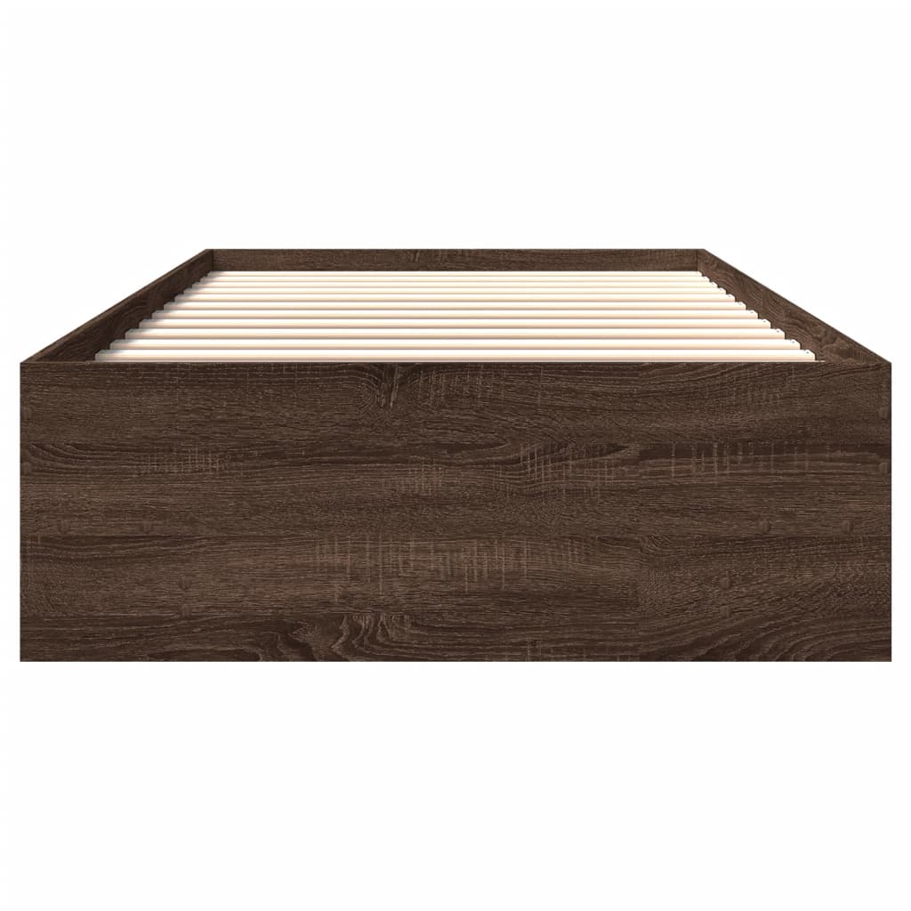 Bed Frame without Mattress Brown Oak 90x190 cm Single Engineered Wood