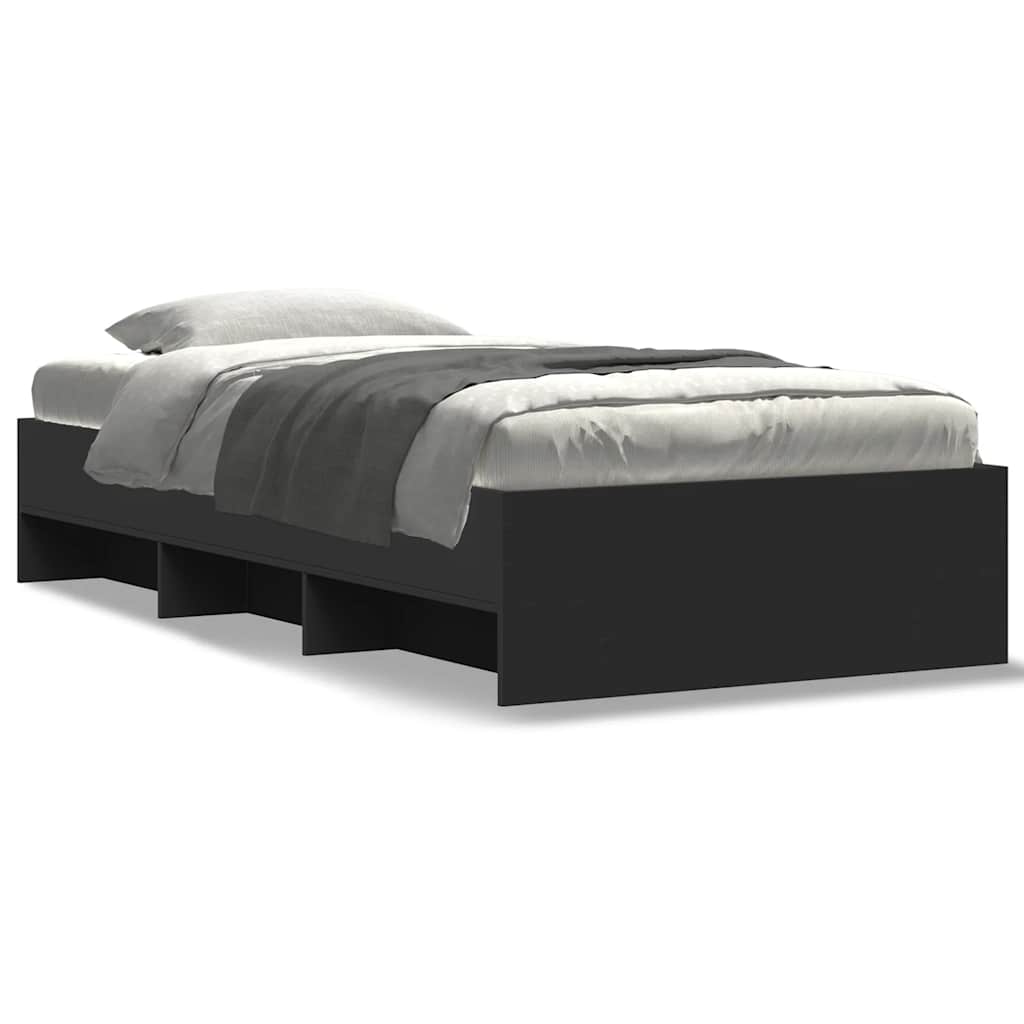 Bed Frame without Mattress Black 75x190 cm Small Single Engineered Wood