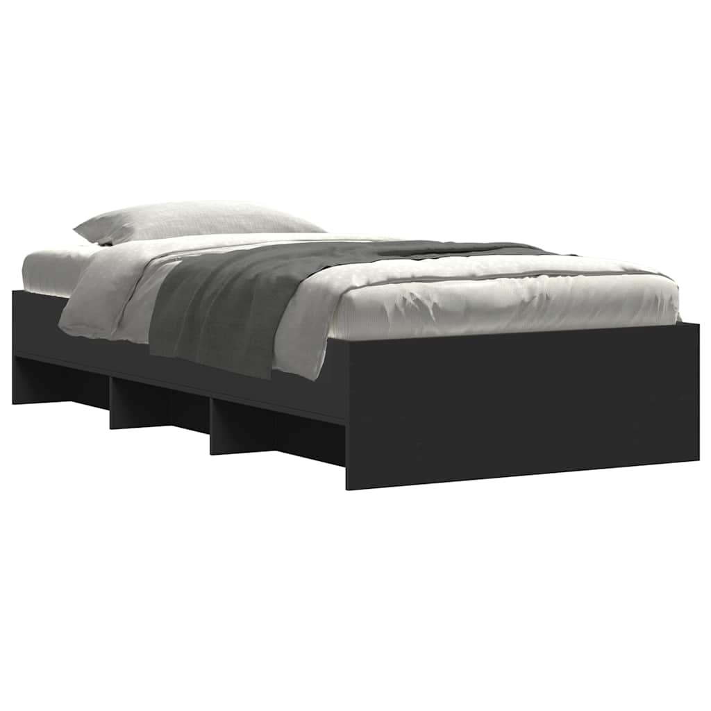 Bed Frame without Mattress Black 75x190 cm Small Single Engineered Wood