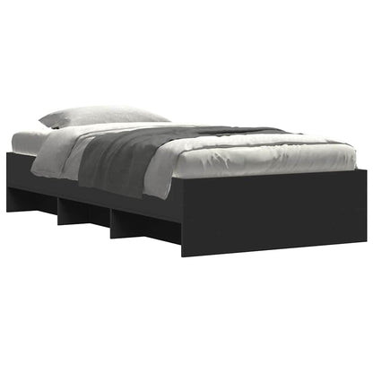 Bed Frame without Mattress Black 75x190 cm Small Single Engineered Wood