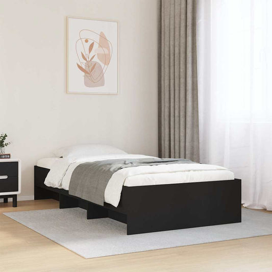 Bed Frame without Mattress Black 75x190 cm Small Single Engineered Wood
