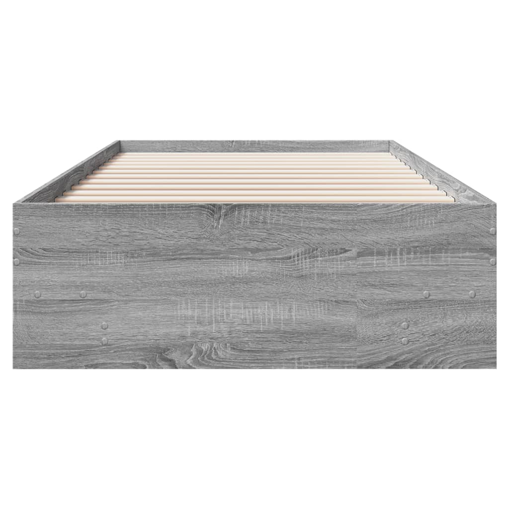 Bed Frame without Mattress Grey Sonoma 75x190 cm Small Single Engineered Wood
