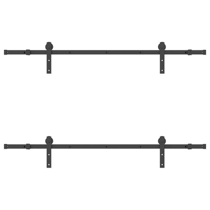 Sliding Door Hardware Kit 183 cm Steel Black