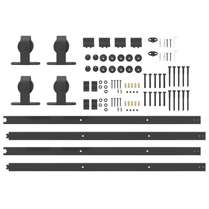 Sliding Door Hardware Kit 200 cm Steel Black