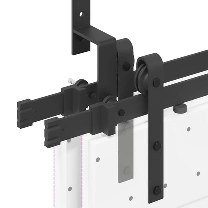 Sliding Door Hardware Kit 305 cm Steel Black
