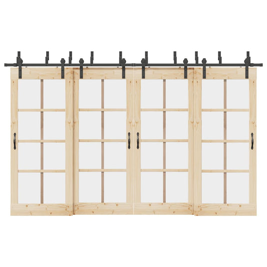 Sliding Door Hardware Kit 366 cm Steel Black