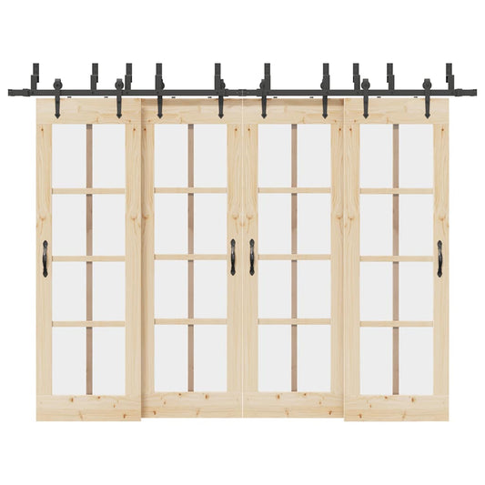 Sliding Door Hardware Kit 305 cm Steel Black