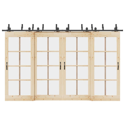 Sliding Door Hardware Kit 366 cm Steel Black