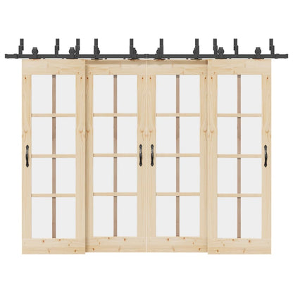 Sliding Door Hardware Kit 305 cm Steel Black