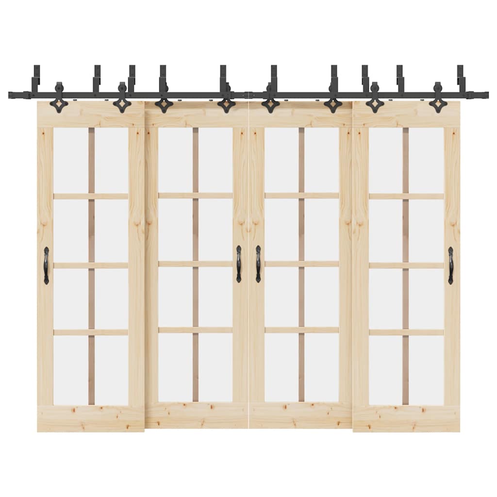 Sliding Door Hardware Kit 305 cm Steel Black