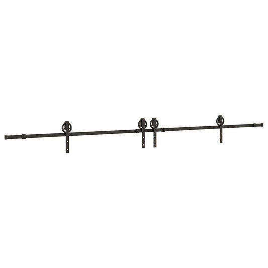 Sliding Door Hardware Kit 366 cm Steel Black