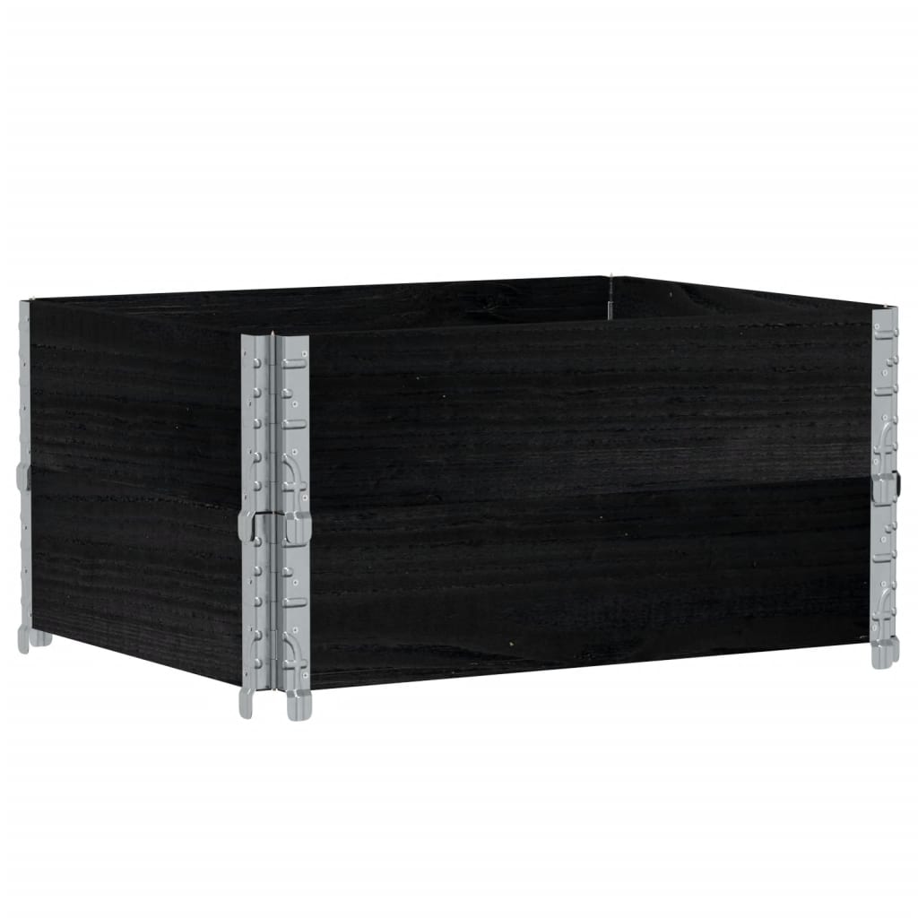 Pallet Collars 2 pcs Black 80x60 cm Solid Wood Pine