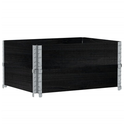 Pallet Collars 2 pcs Black 80x60 cm Solid Wood Pine
