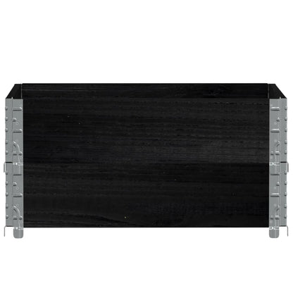 Pallet Collars 2 pcs Black 80x60 cm Solid Wood Pine