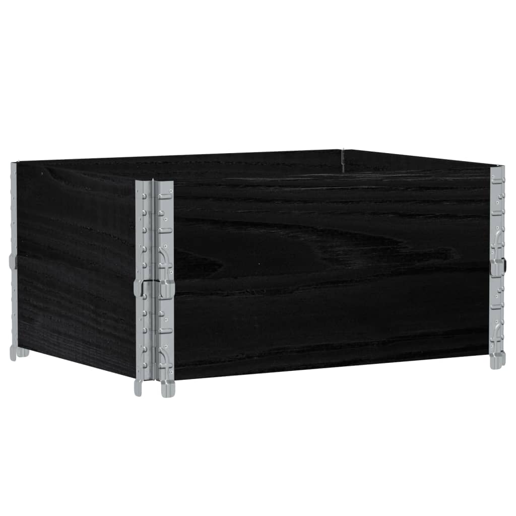 Pallet Collars 2 pcs Black 80x60 cm Solid Wood Pine