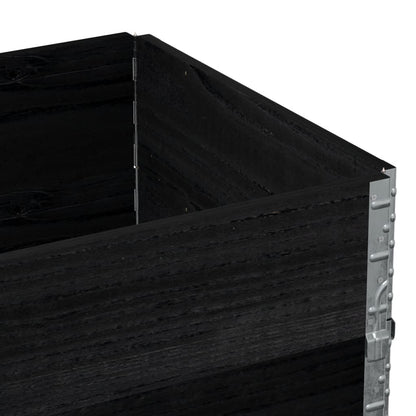 Pallet Collars 2 pcs Black 80x60 cm Solid Wood Pine