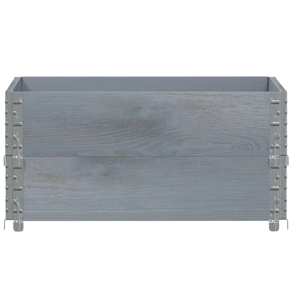 Pallet Collars 2 pcs Grey 80x60 cm Solid Wood Pine
