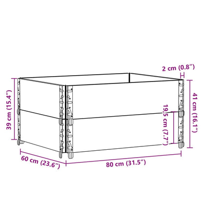 Pallet Collars 2 pcs Grey 80x60 cm Solid Wood Pine