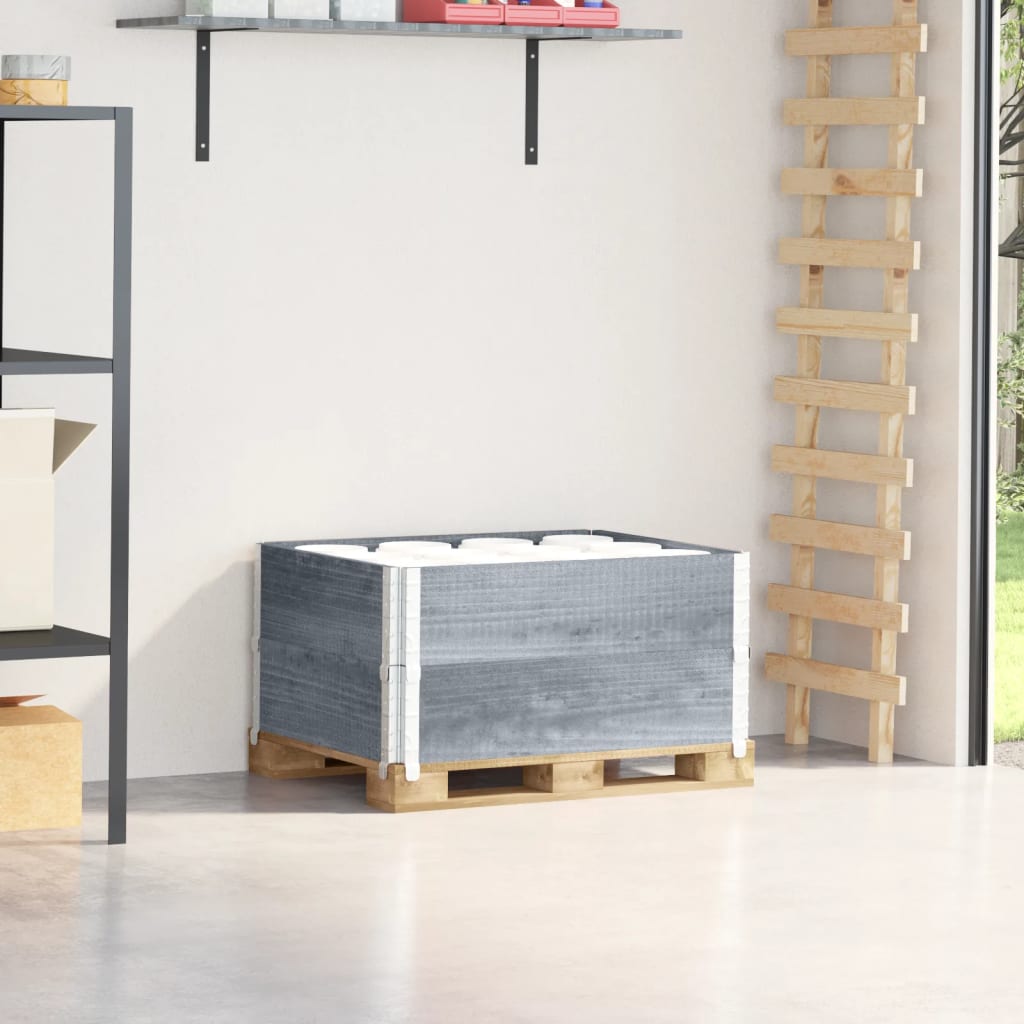 Pallet Collars 2 pcs Grey 80x60 cm Solid Wood Pine