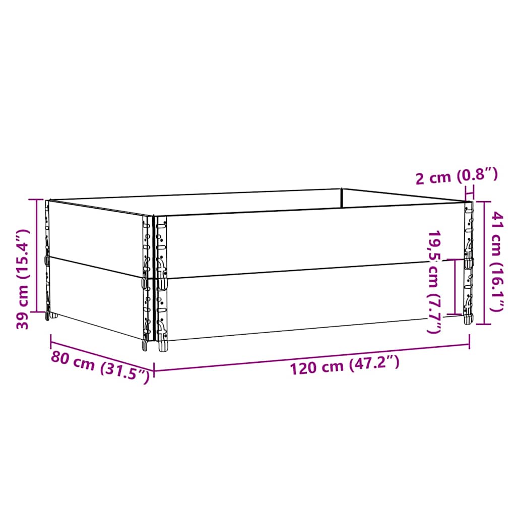 Pallet Collars 2 pcs 120x80 cm Solid Wood Pine