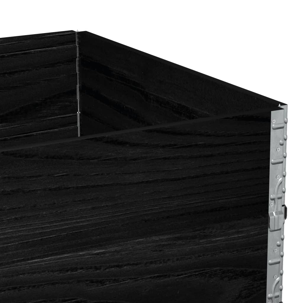 Pallet Collars 2 pcs Black 120x80 cm Solid Wood Pine