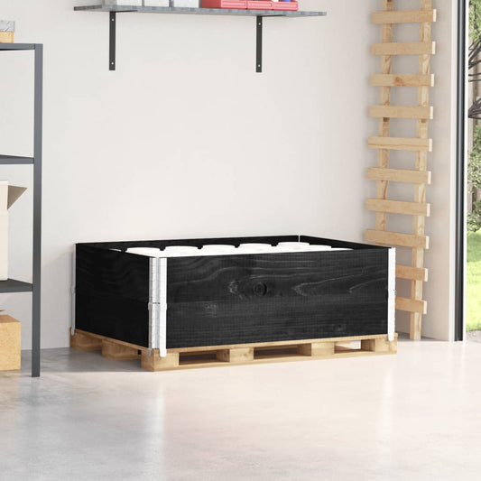 Pallet Collars 2 pcs Black 120x80 cm Solid Wood Pine