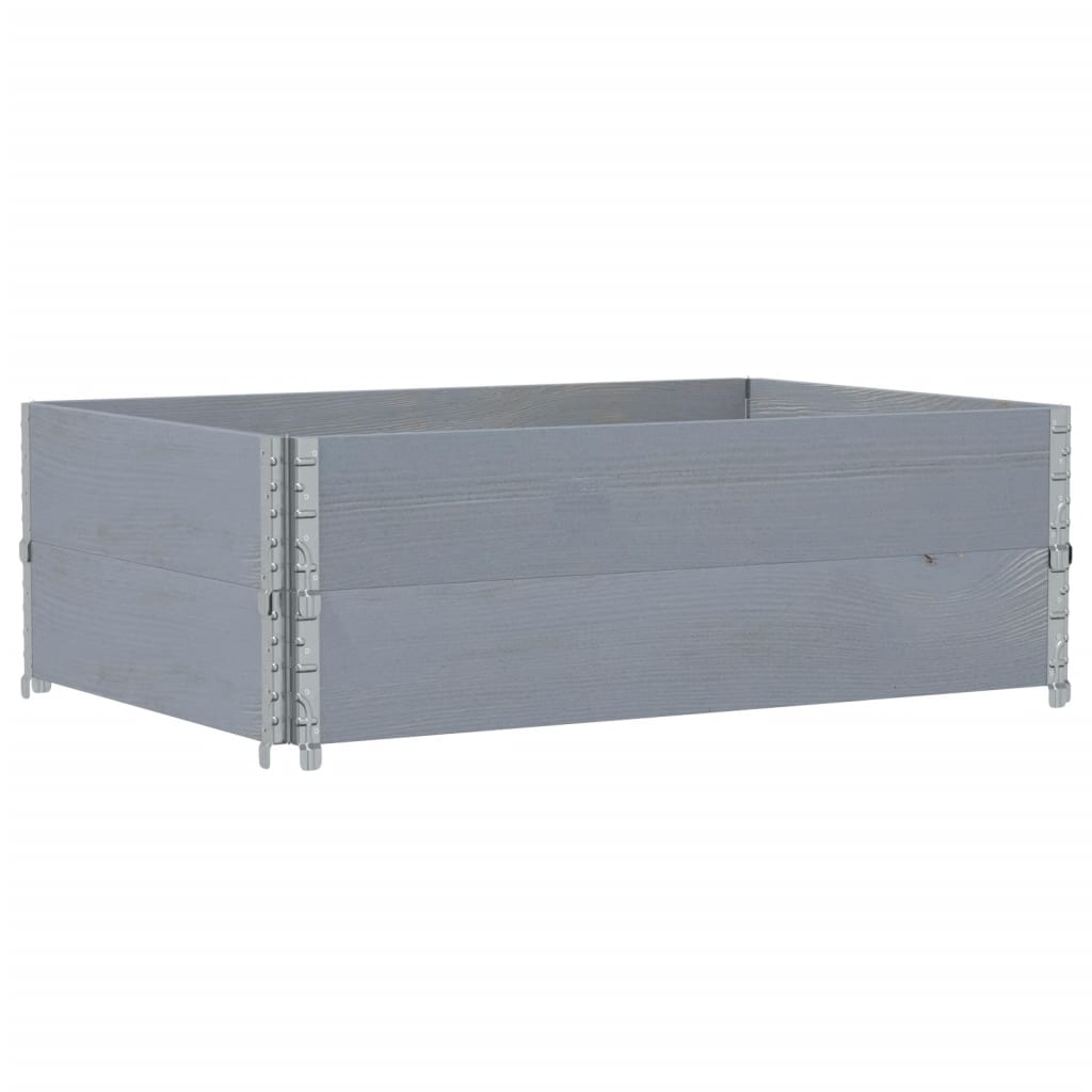Pallet Collars 2 pcs Grey 120x80 cm Solid Wood Pine