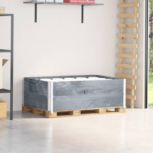 Pallet Collars 2 pcs Grey 120x80 cm Solid Wood Pine