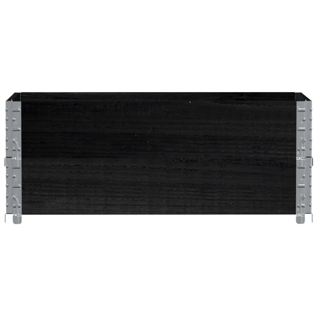 Pallet Collars 2 pcs Black 100x50 cm Solid Wood Pine