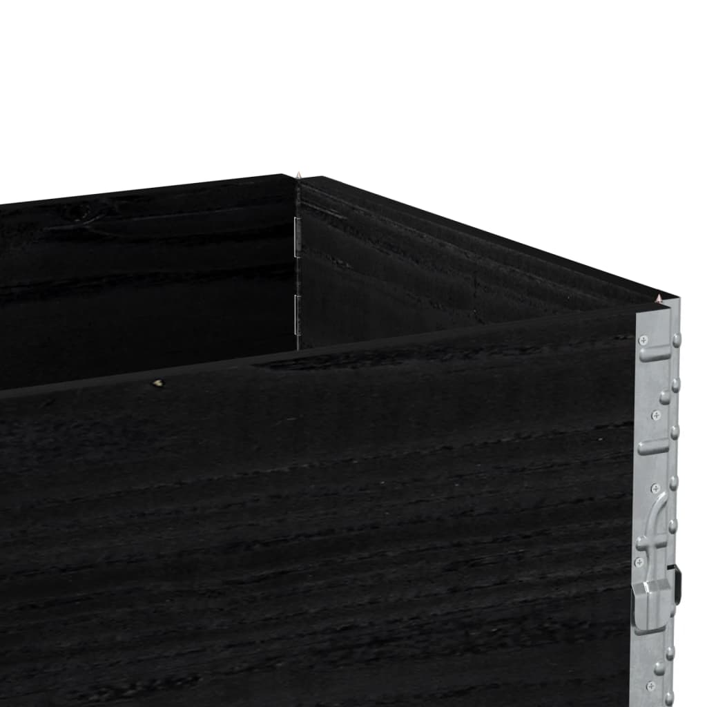 Pallet Collars 2 pcs Black 100x50 cm Solid Wood Pine